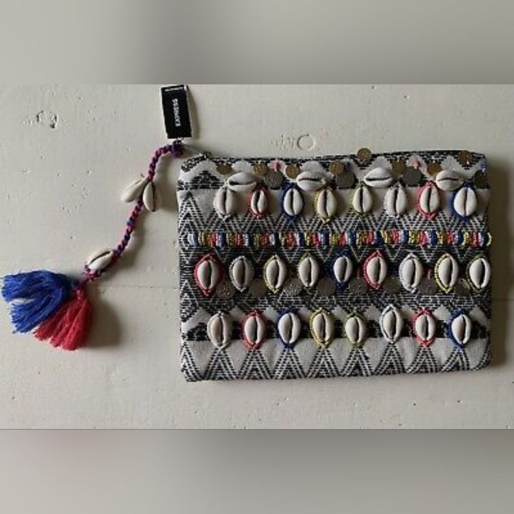 Express Women Beaded Seashell Clutch